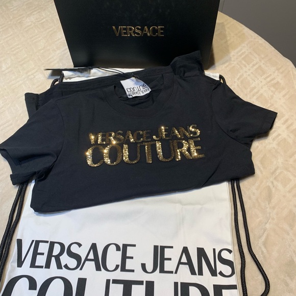Versace Jeans Couture BlackTee with Gold Sequins - Picture 4 of 11